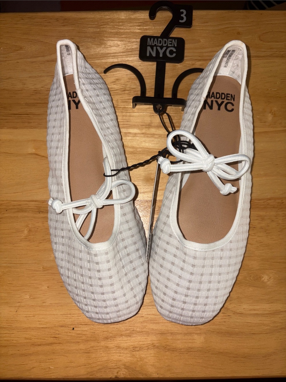 NWT Madden NYC Girls' Gingham Mesh Ballet Flats